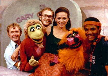 and Kevin Clash on the set of Gary Gnu's No Gnews show